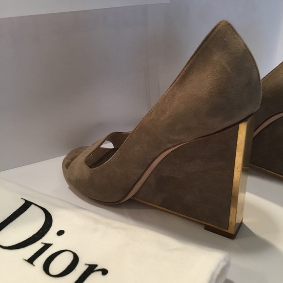 Dior Designer Square Wedge Leather Suede Heels - Picture 5 of 11
